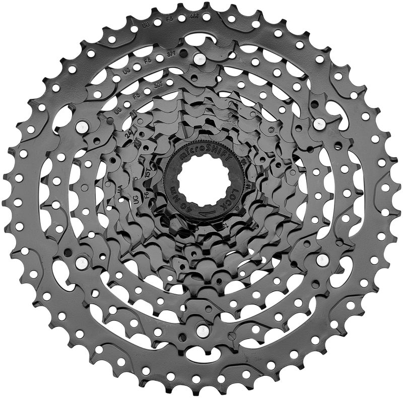 Microshift | Advent Cassette | 9 Speed | 11-46T | ED Black | Hardened Steel Cogs - Image 1